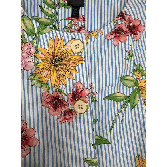Rafaella XL Floral Stripe Cotton Button Up Jacket Pockets Spring Summer Layer - Picture 5 of 8